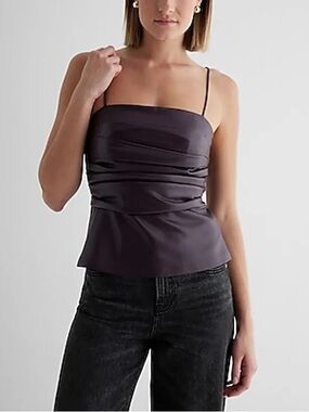 Express Women’s Faux Leather Peplum Tank Size M NWT